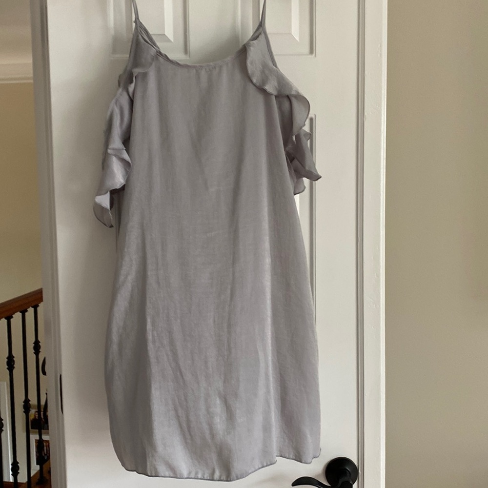 Shiny silver strapless summer dress